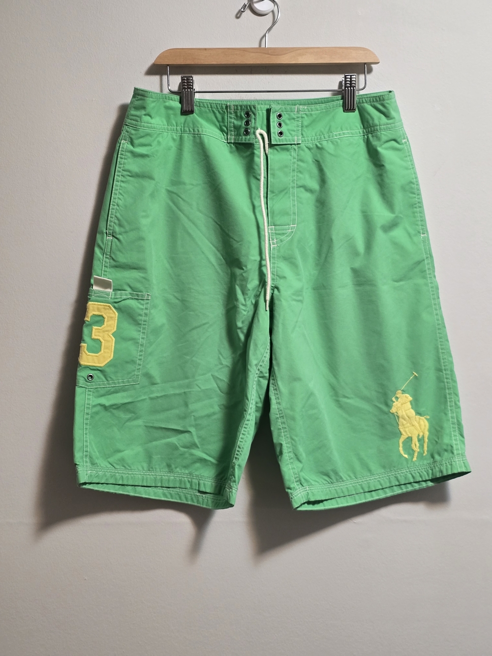 Polo by Ralph Lauren Green Swim Trunks with Yellow Polo Logo